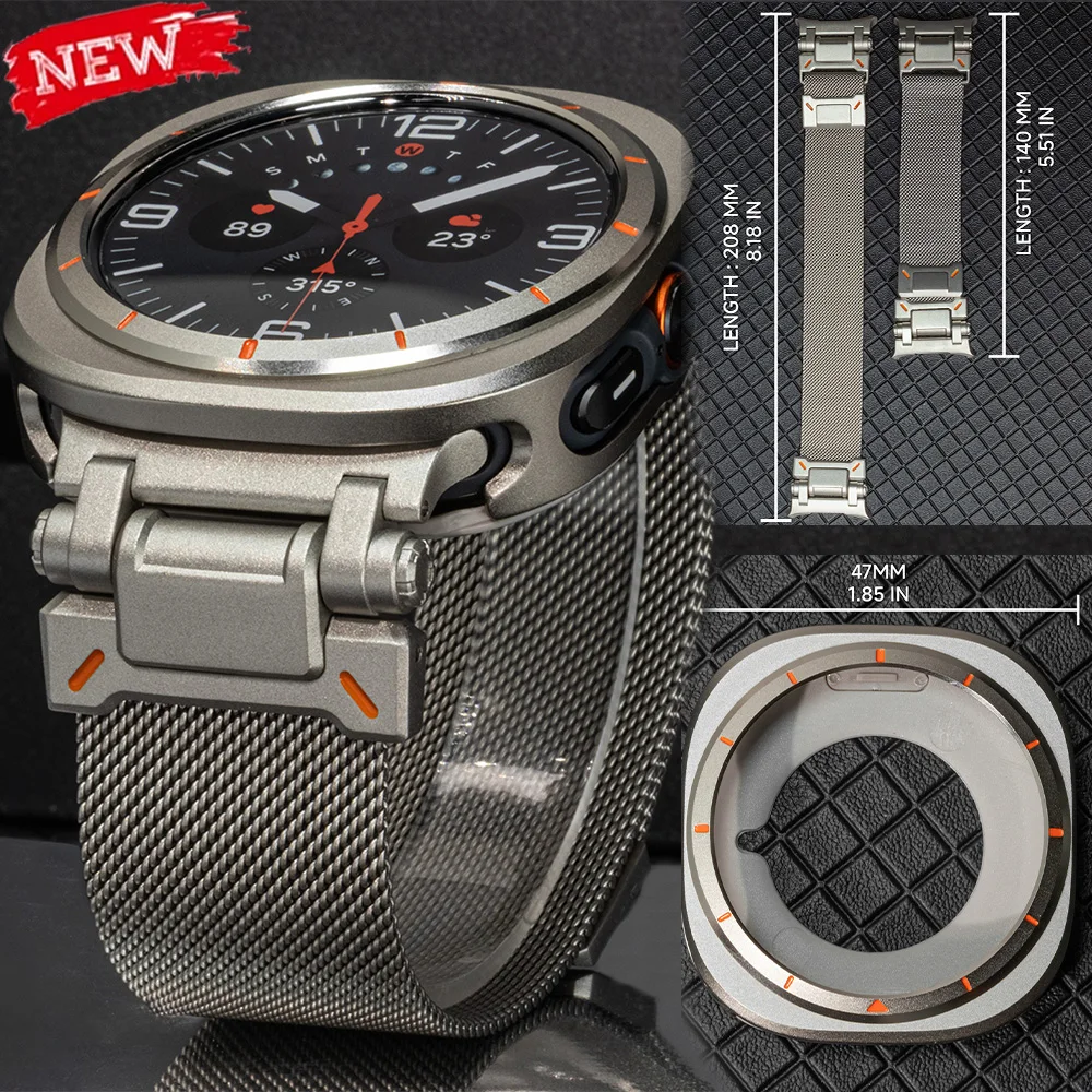 

Pop Metal Case+strap For Samsung Galaxy Watch Ultra 47mm Milanese Loop Magnetic Wristband For Galaxy Watch 7 Ultra Alloy Case Co