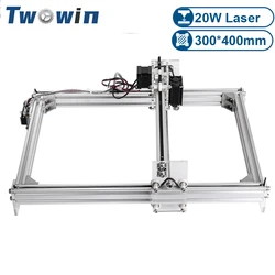 TWOWIN-máquina de grabado láser, enrutador de madera para impresora CNC, área de trabajo de 400x300cm, 20W