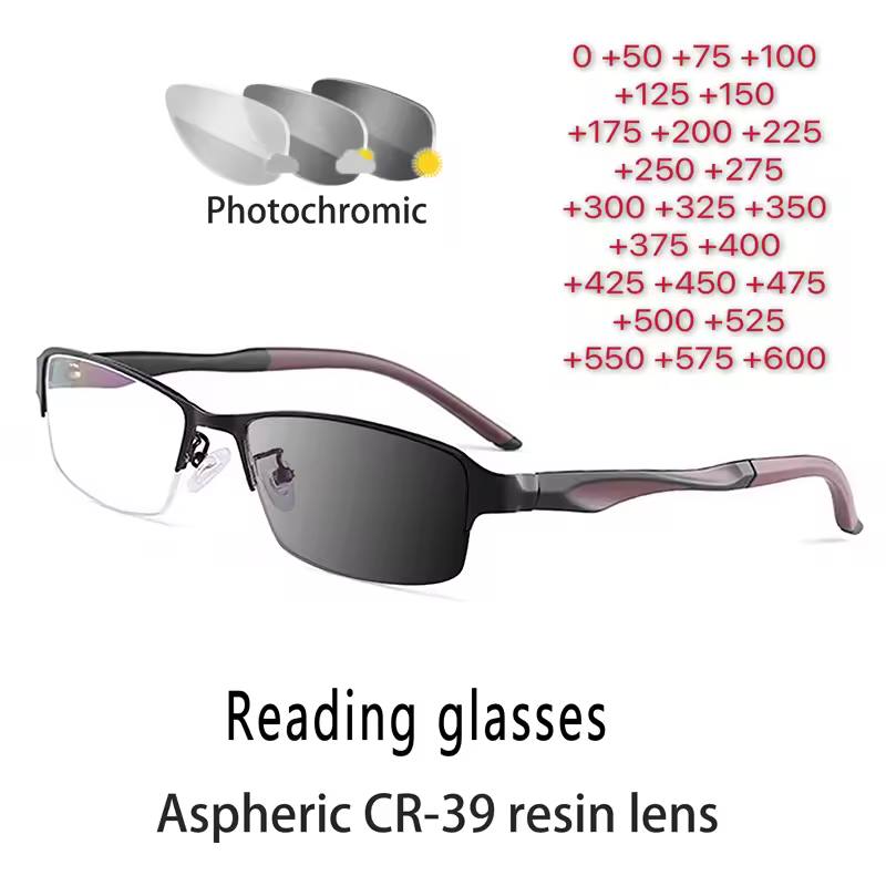 Gafas de lectura fotocromáticas para hombres y mujeres, lentes para miopía, lentes terminadas para hipermetropía 0 + 0,5 + 1 + 1,25 + 1,5 + 1,75 + 6, nuevas