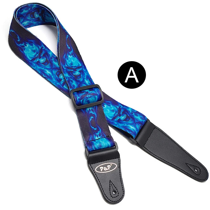 P&P Guitar Strap Skull Pattern Series Thermal Printing Electric Acoustic Folk Guitar Bass Strap