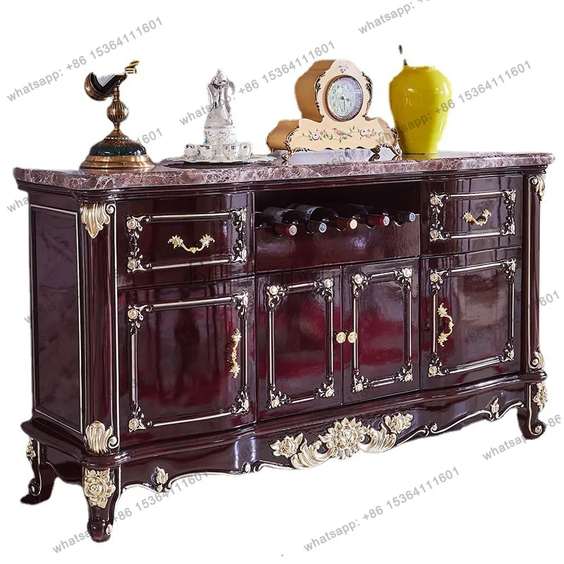 

European marble side cabinet solid wood American large-capacity wine cabinet