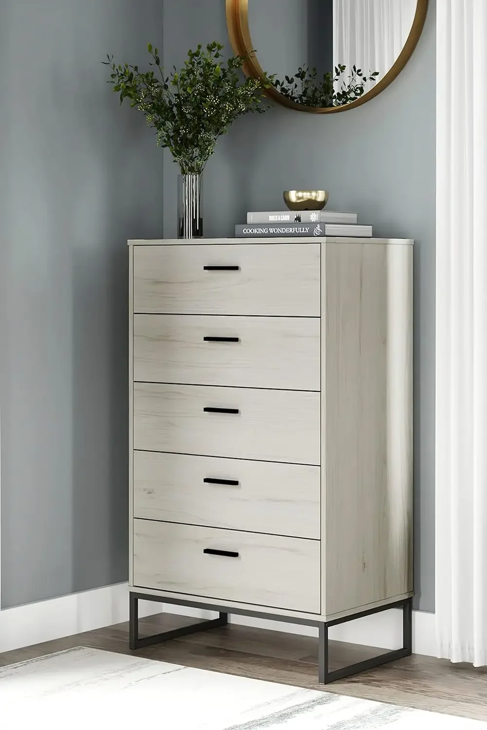 Socalle 5 Drawer Chest of Drawers, Natural Beige