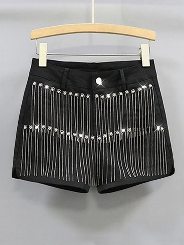 Plones Vaqueros Cortos con Borlas para Mujer, Cintura Alta, Pierna Recta, Estilo Ro, Moda Sexy, Ropa de Exterior para P...