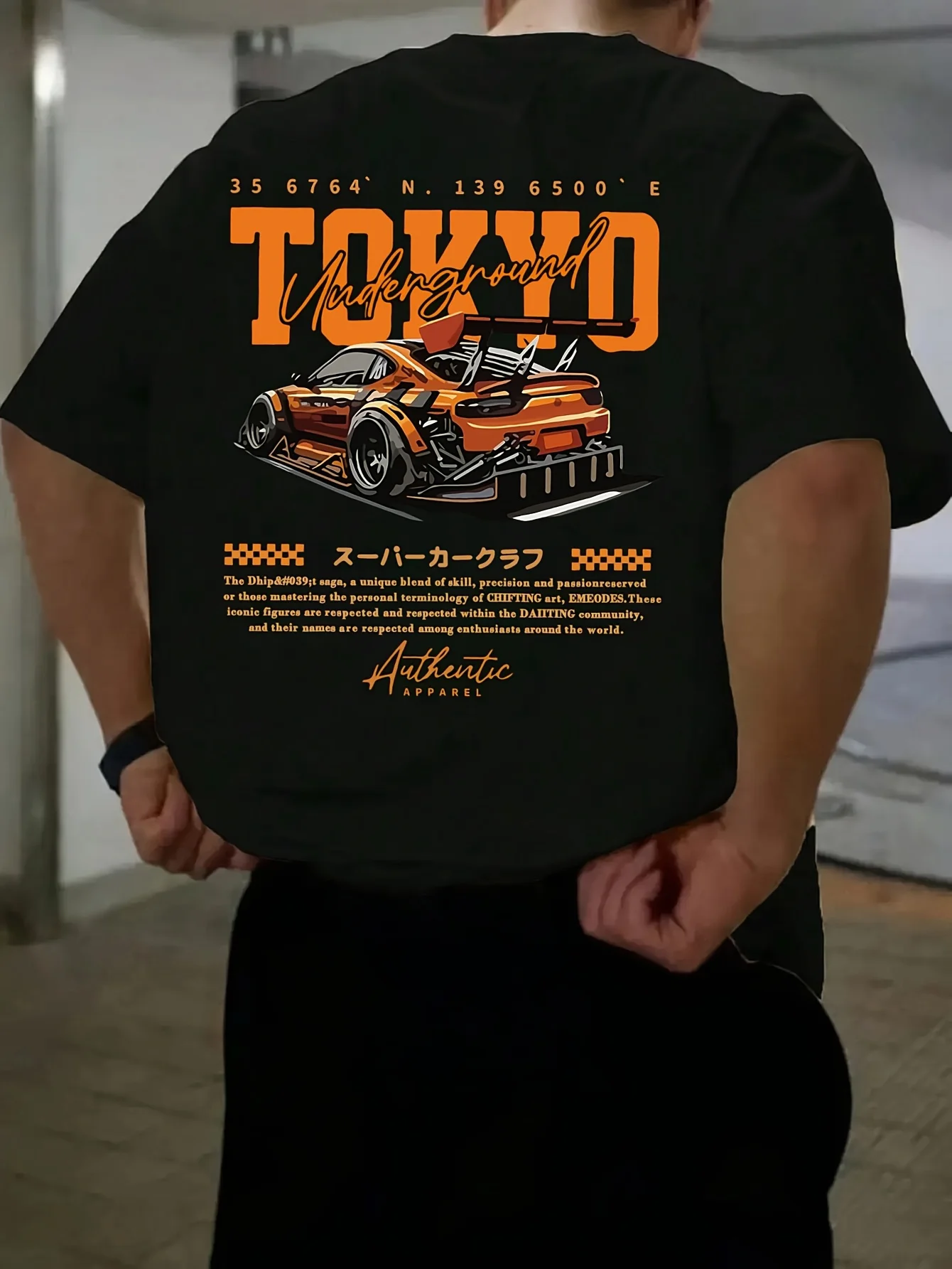 Retro Japanese Drift Racing Car Print 100%Cotton Trend Men T-shirt Summer Autumn Daily Outdoor Sports Casual Street Short Sleeve