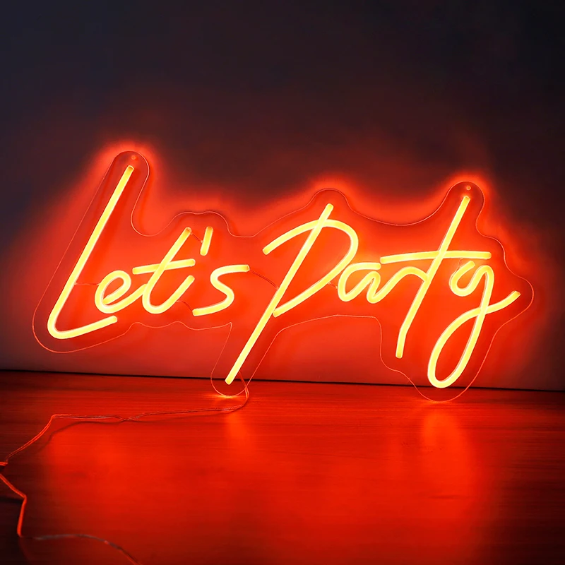 

Let's Party LED Neon Sign for Wall Decor Happy Birthday Neon Signs Lets Party Light Up or Wedding Party Birthday Party