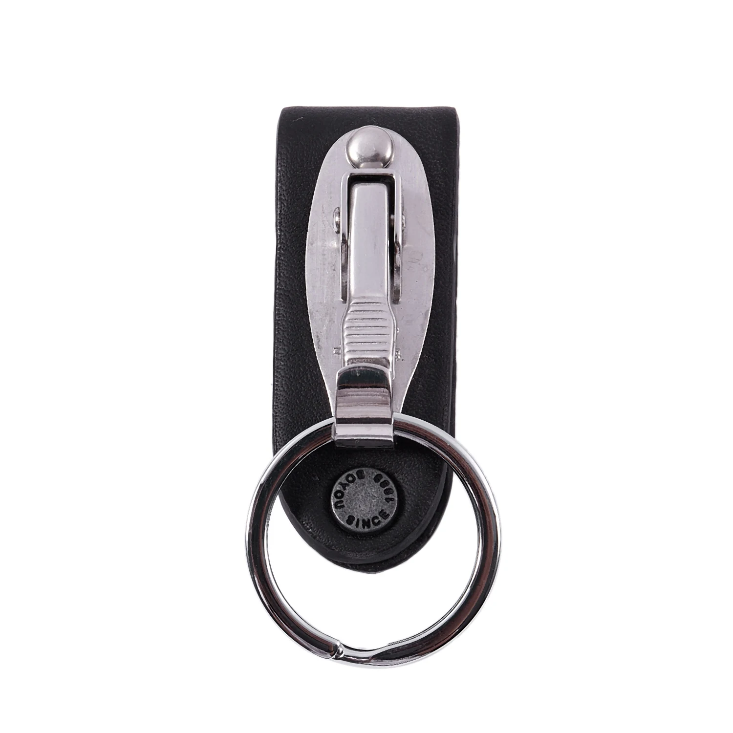 

Stainless Steel Keyring Design Faux Leather Belt Loop Key Chain