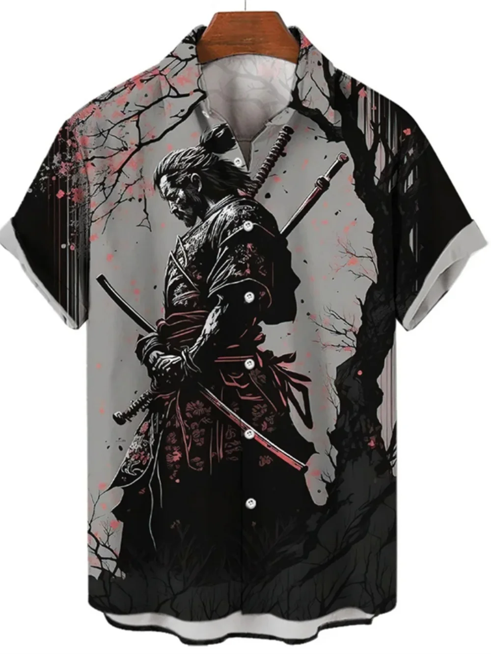 

Новые мужские рубашки с 3D-принтом в стиле японского самурая, повседневная уличная одежда, летний топ, мужская одежда в стиле Харадзюку с коротким рукавом, модная мужская одежда Y2K