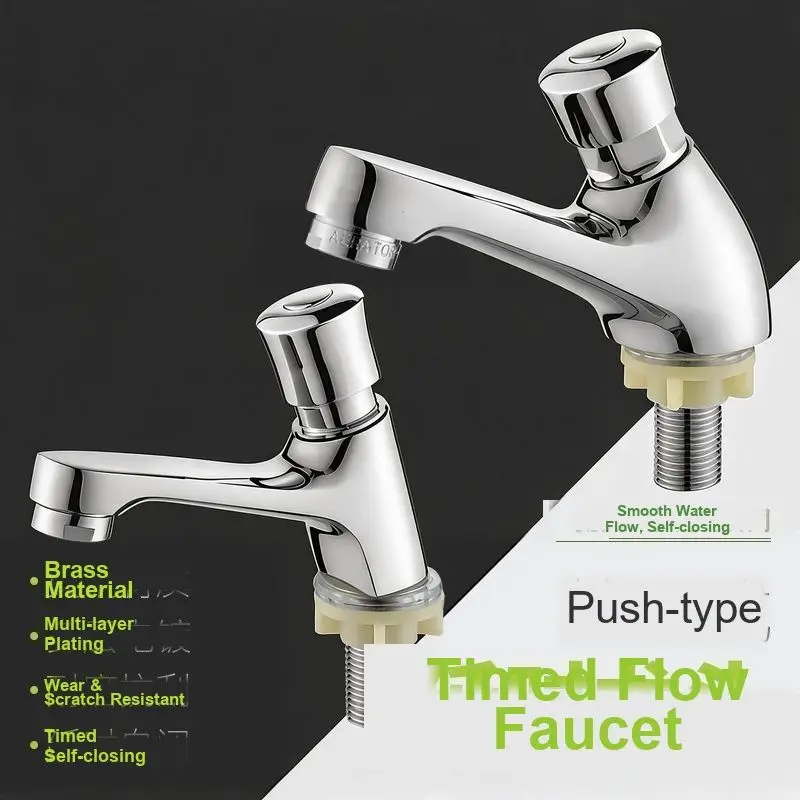 Thickened Single Cold Press Delay Valve Faucet Public Wash Basin Faucet Time Delay Switch Press Basin Faucet