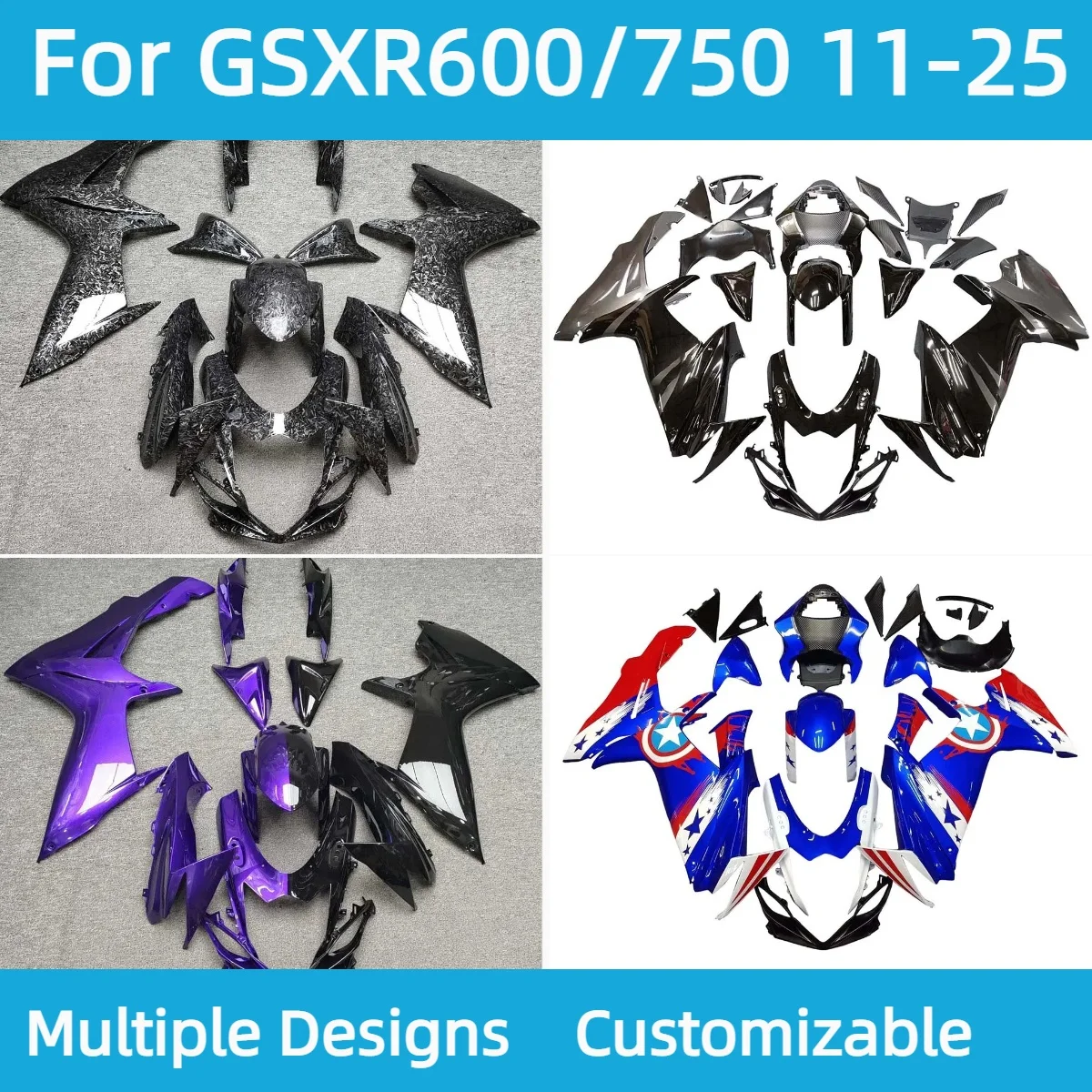 GSXR 600 750 2011-2025 Injection Molded Fairings for GSXR600 GSXR750 11-25 Customizable Motorcycle Accessories Fairing Kit