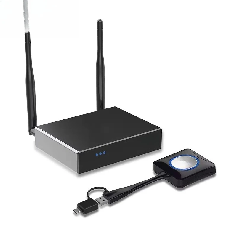 1080P wireless mirror receiver and 2-in-1 usb-a/C transmitter for one-touch multi-device projection and touch control
