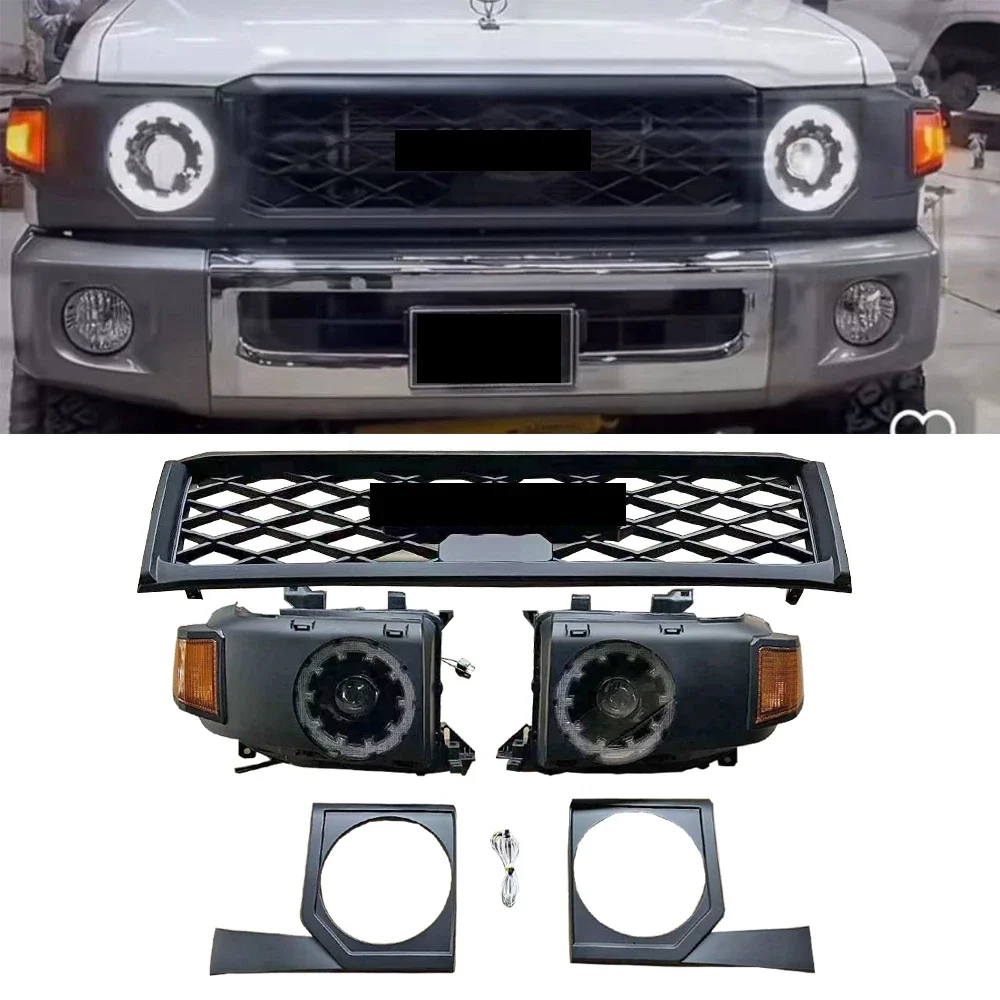 

Upgraded Body Kits Front Grille Headlights for Land Cruiser 70 76 79 Accessories LC79 LC78 LC76 HZJ76 07-23 Upgrade to New