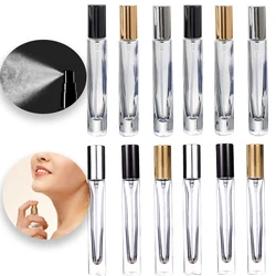 6/12 Stuks 10Ml Dikke Heldere Glazen Parfumfles Vierkante Ronde Hervulbare Parfum Spray Verstuiver Fles Met Zwart Goud Zilver Deksel