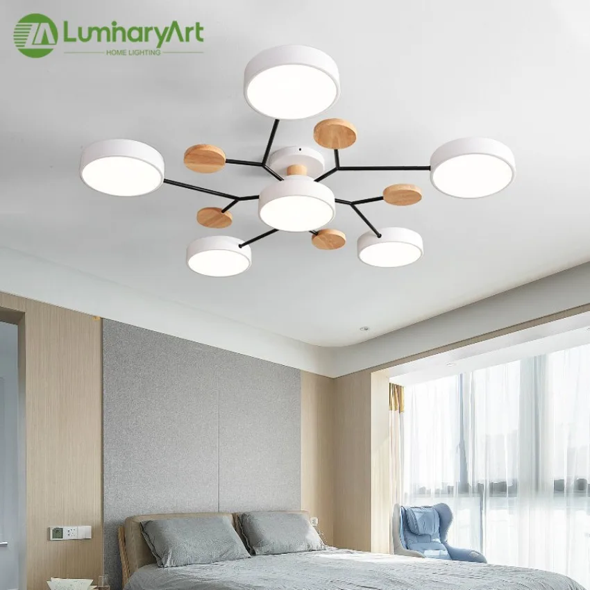 Nordic LED Ceiling Light Modern Tri Colored Decorative Pendant Light Living Room Bedroom Study Balcony Indoor Home Lighting