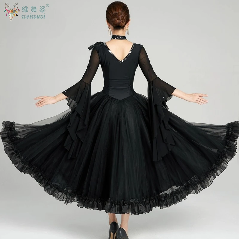 Modernes Tanzkostüm für Damen, High-End-Lotusblatt-Ärmel, Pendel, Walzer, Tango, Foxtrott, Performance, Ballsaal, Tanzwettbewerbskleid