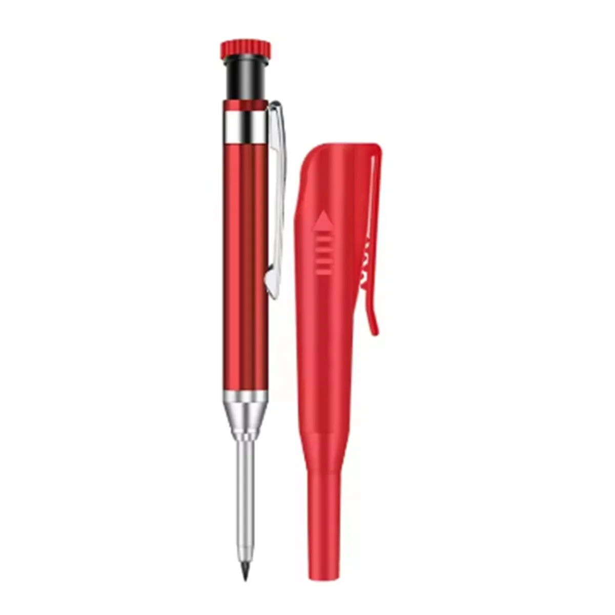 AA98 2pcs 2.8mm Metal Solid Carpenter Mechanical Pencil with Holder Deep Hole Mechanical Marker Stand Pocket Clip Pencil Tool