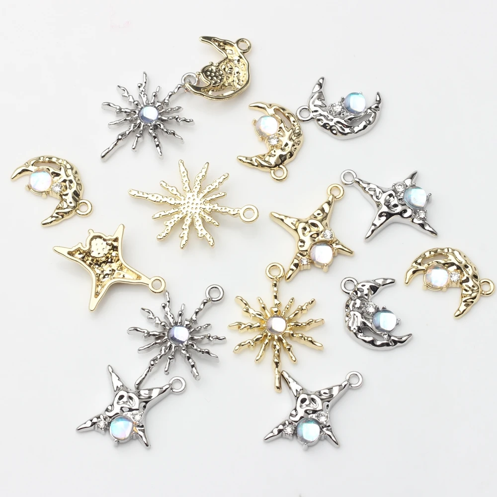 Zinc Alloy Charms Alloy Moon Sun Stars Set Charms Pendant 6pcs/lot For DIY Fashion Necklace Jewelry Making Finding Accessories