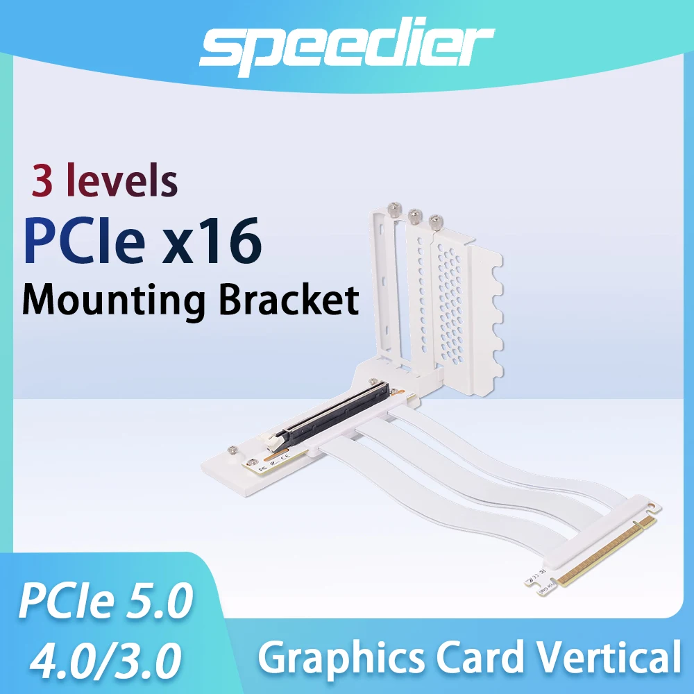 Anti-sag GPU Bracket 3 Levels Adjustable Vertical Graphics Card Holder Kit PCIE 5.0 / 4.0 / 3.0 X16 Riser Cable 90 Degree 20cm