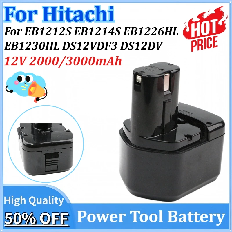 

New 12V 2000/3000mAh Replacement Power Tools Battery for Hitachi EB1212S EB1214S EB1226HL EB1230HL DS12VDF3 DS12DV C5D DW18D