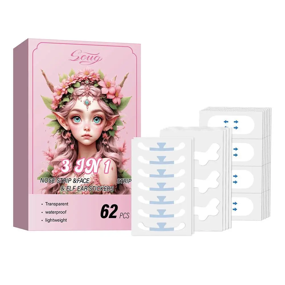 V Shape Face Lift Up Adhesive Tape Transparent 3 In Ear Stretchable Facelift Shaper Invisible Elf Tapes 1 Nose Stickers Q7X6