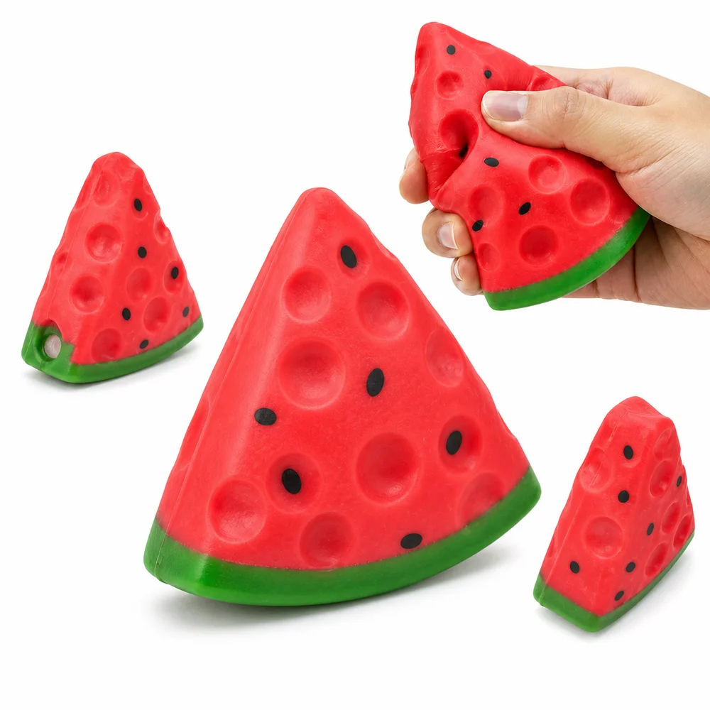 New TPR Watermelon Squishy Watermelon Pattern Triangle Shape Triangle Cheese Squishy Red Soft Squeeze Squeeze Fidgeting