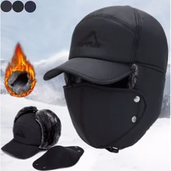 Winter Warm Bomber Hats Men Women Fashion Ear Protection Face Windproof Ski Caps Velvet Thicken Couple Hat 2023 New