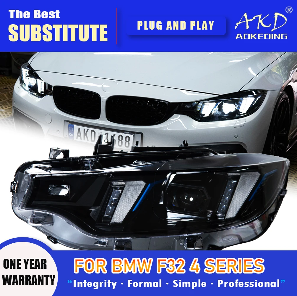 

AKD Head Lamp for BMW F32 F36 M4 F82 LED Headlight 2013-2019 Headlights 425I DRL Turn Signal High Beam Angel Eye Projector Lens