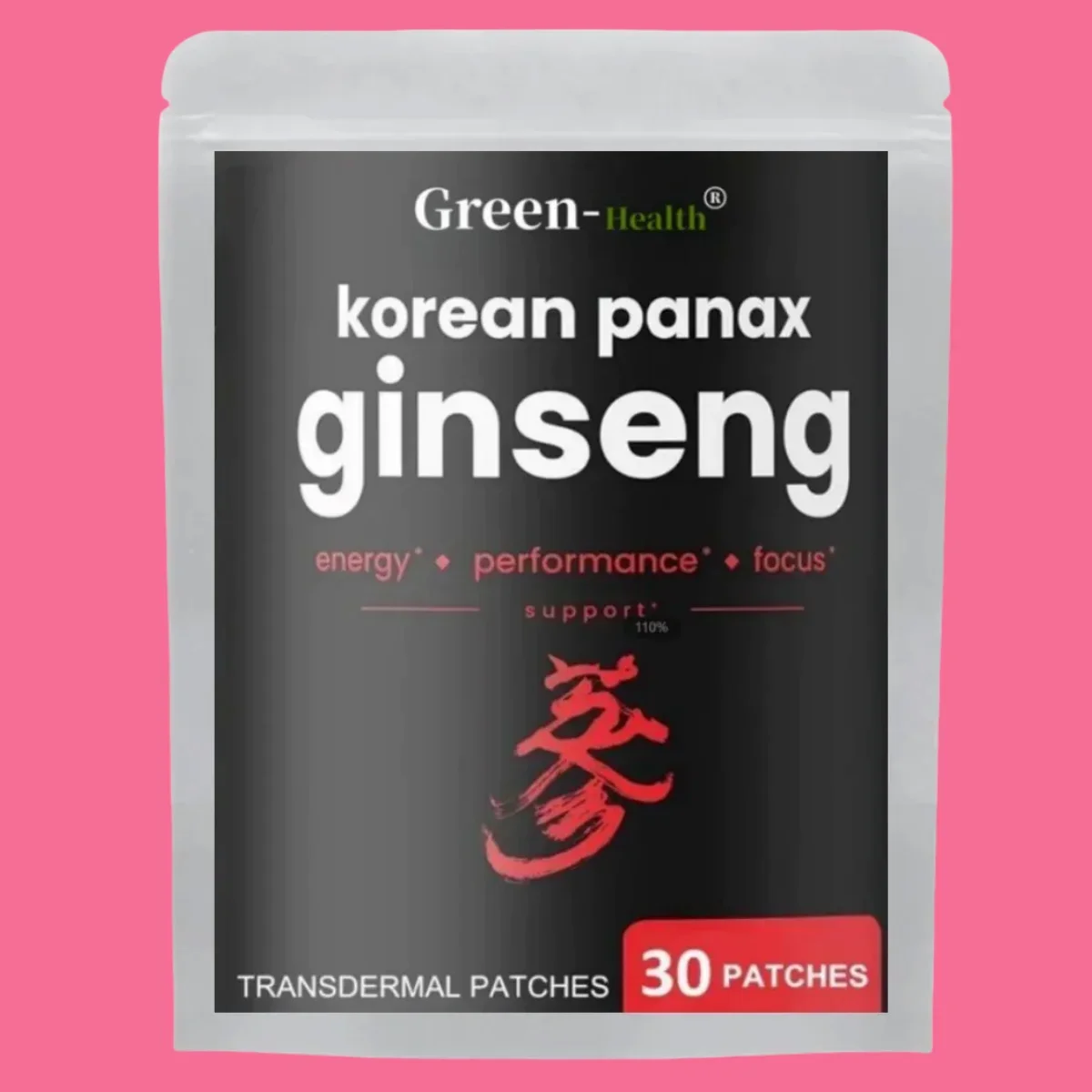 Patches transdérmicos de raiz de ginseng vermelho coreano, adequados para vitalidade e imunidade energética, 30 patches