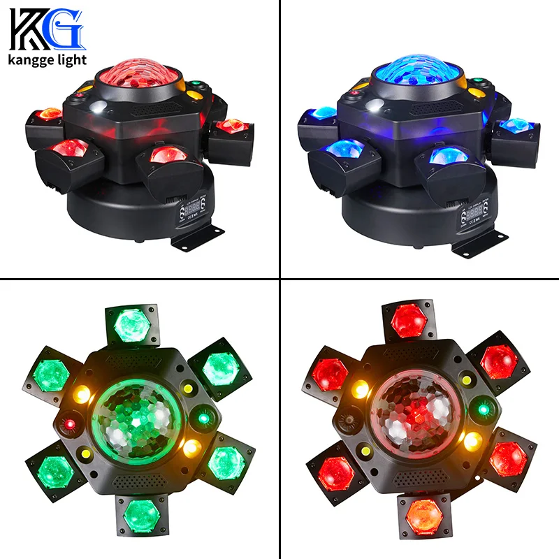 2025 RGBW 6 Head Stage Laser Lights Six Arm Magic Ball Moving Head Laser Light DMX Bar 120W Beam Strobe Effect for KTV Party