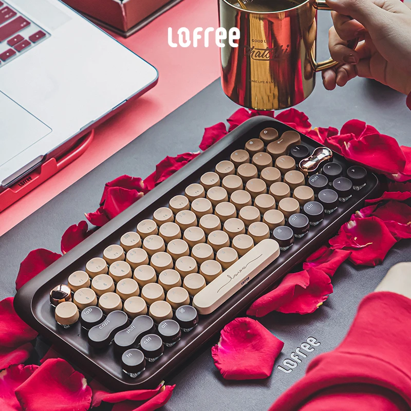 

Lofree Chocolate Wireless Bluetooth Keyboard 520 Valentine's Backlight Dot Mechanical Office Gaming Typewriter Keyboard