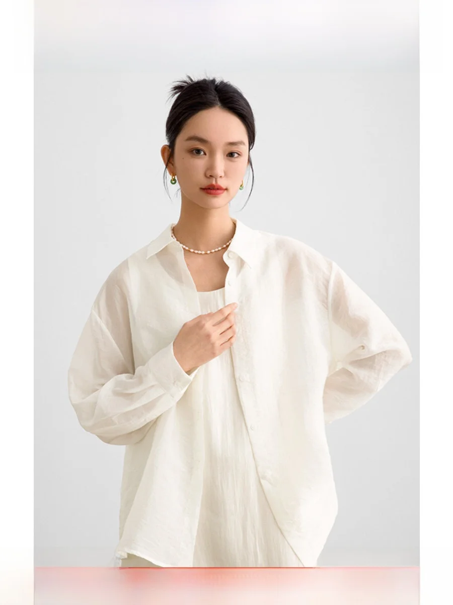 

ROCO Весенняя новинка: Свободная шелковая рубашка-накидка средней длины, легкая, с защитой от солнца, цвет перламутр, для деловых поездок и повседневной носки.