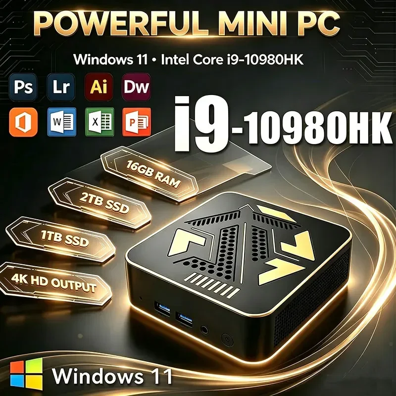 2026 Mini PC Intel Core i9 10980HK Windows 11 Computer 16GB 1TB 2TB WiFi6 Portable PC Gaming Computer Mini PC Desktop