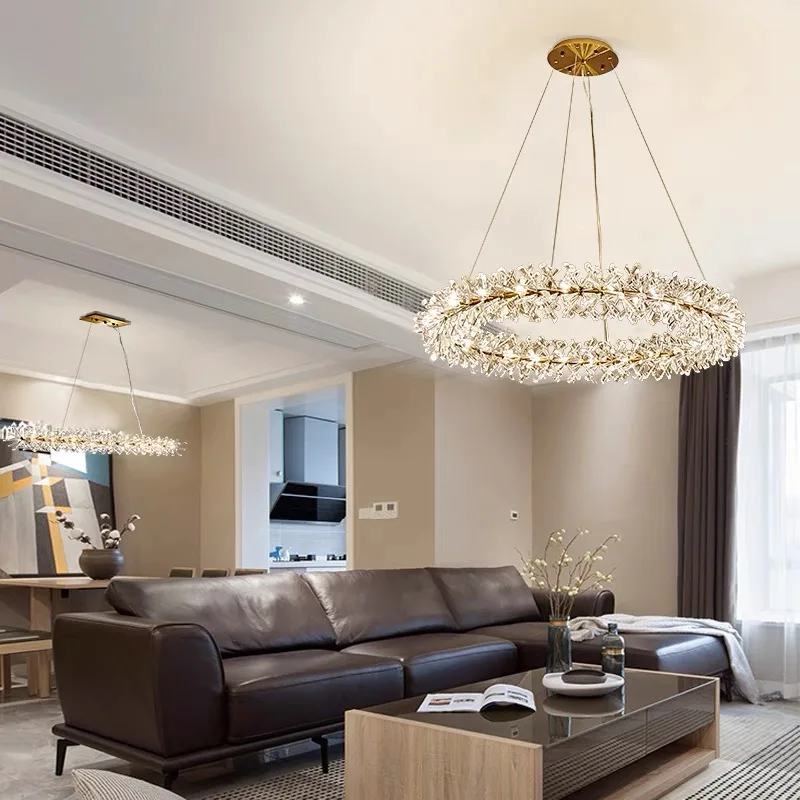 Modern lustre Flower Crystal Chandelier Nordic Luxury Hanging Lamp Indoor Lighting Home Decor For Living Room Bedroom Restaurant