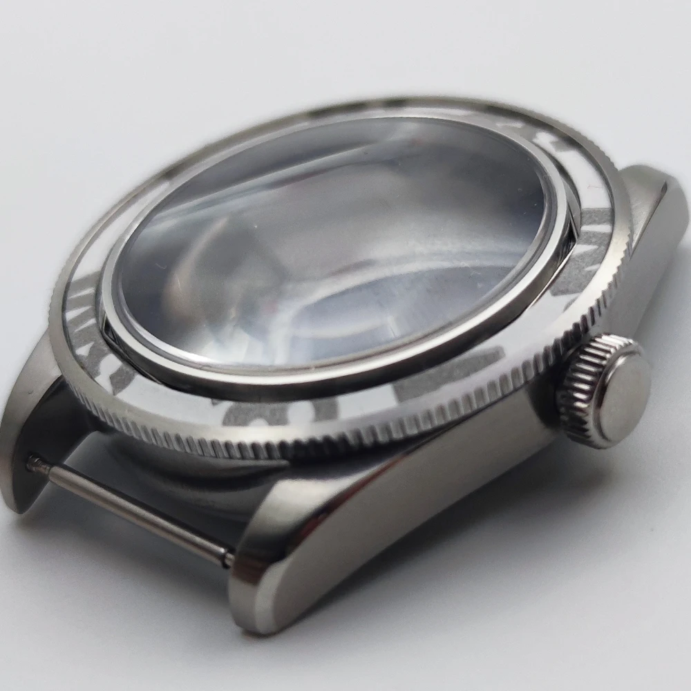 39mm Silver Watch Case Sterile Domed Sapphire Glass Solid Bottom Cover fit NH35 NH34 NH36 Movement image 2