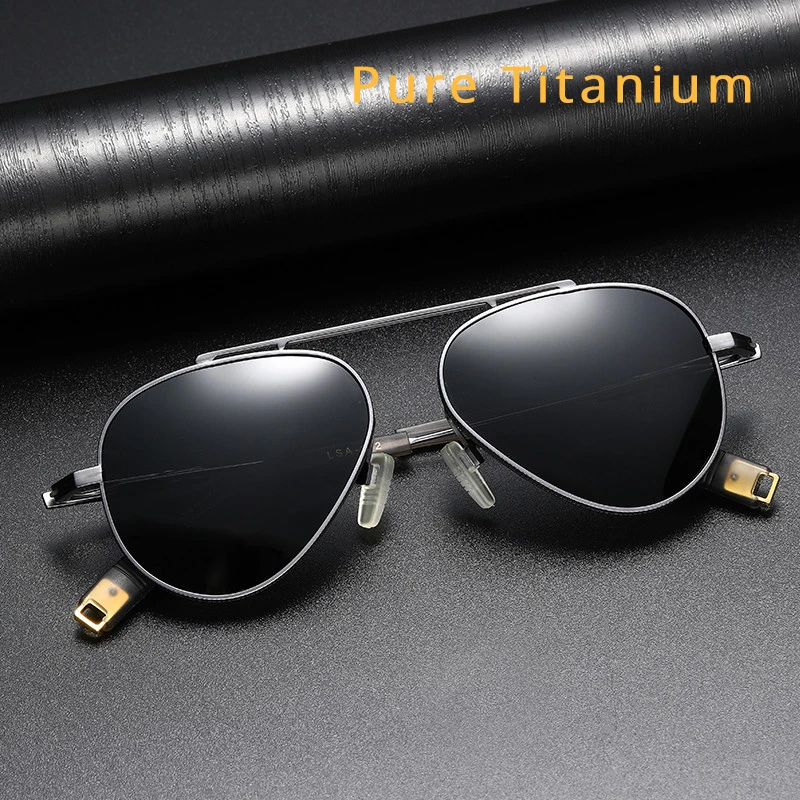 

Fashion Pure Titanium Polarized Sunglasses Men Designer Same Style Retro Pure Titanium Glasses Frame Uv Sunscreen Sunglasses