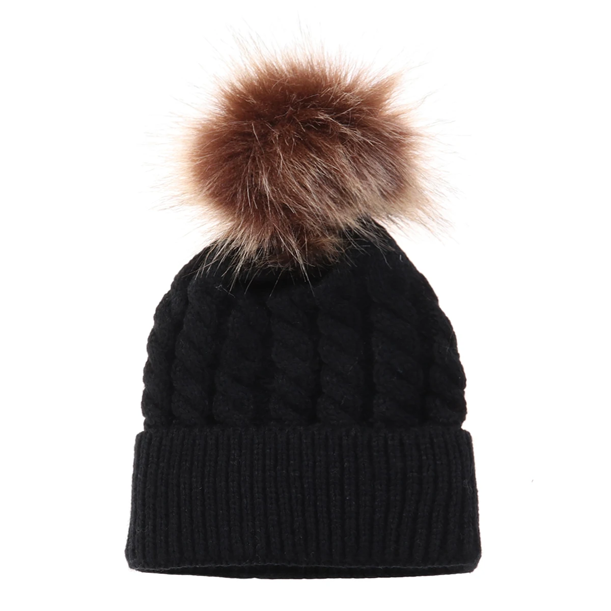 

Warm Wool Knit Hat for Kids Soft Comfortable Beanie Caps Hairball Design Riding Durability Fashionable Child
