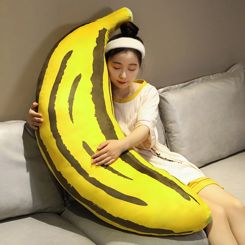 120cm Giant Soft Cartoon Banana Plush Toys Stuffed Fruit Cushion Pillow Creative Girls Valentine's Gift Plush Toy Doll