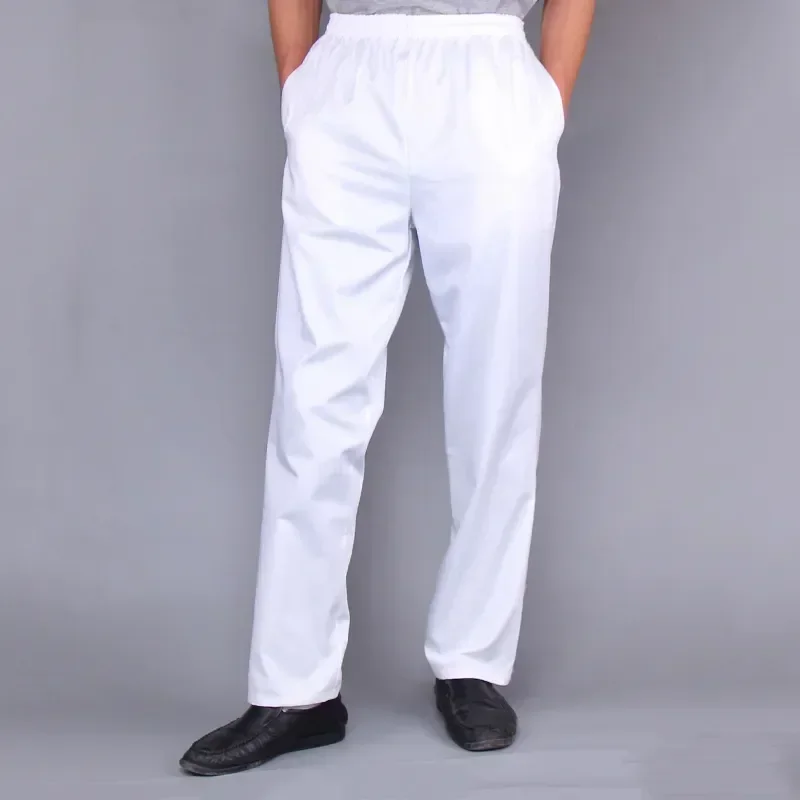 Elastic Work High Cooker Hotel Uniforms Clothes Kitchen Chef Bakery Restaurant Zebra Pants White Trousers Quality Catering