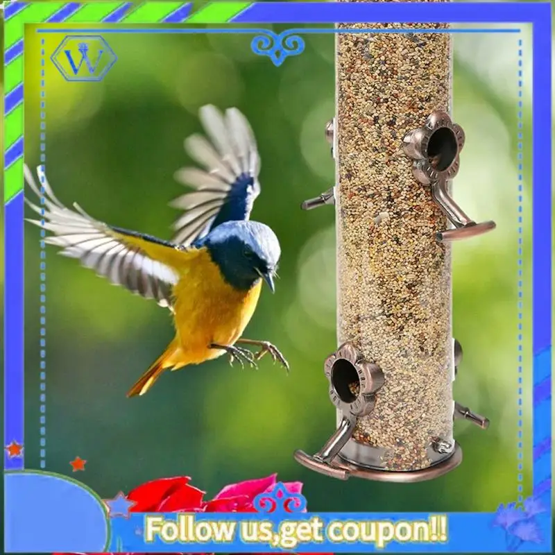 

Wild Bird Hanging Feeder Tubular Anti-Rust Outdoor Garden Decor Bird Feeders Tray Birdhouse Pet Water Feeders Food Easy Install