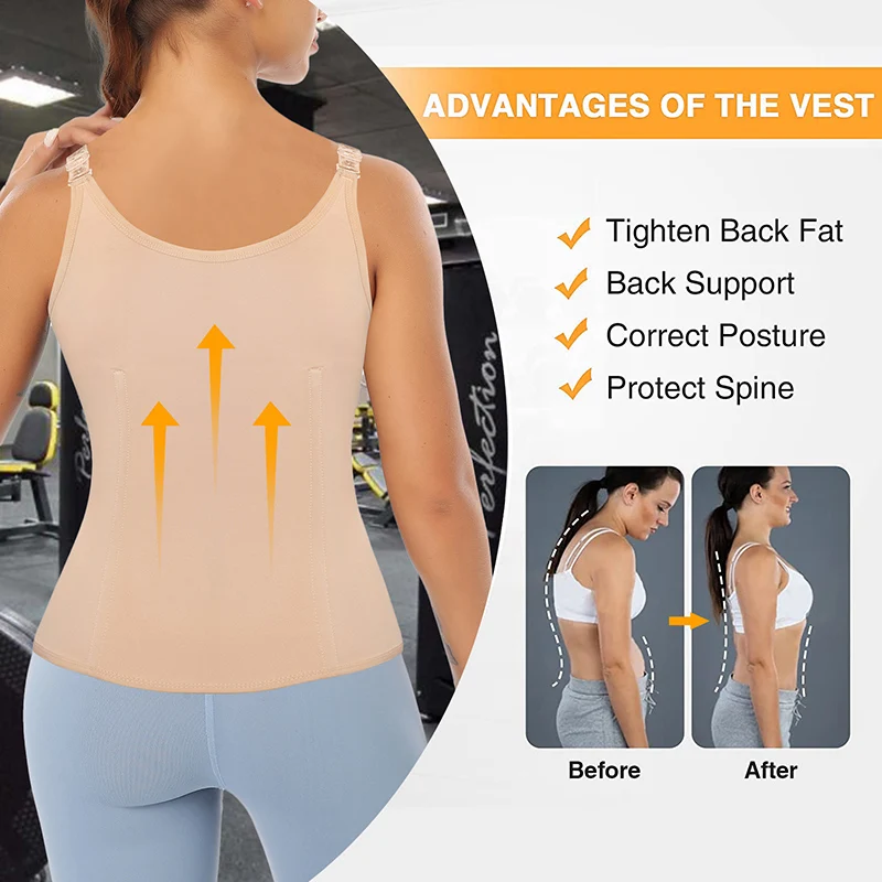 Women Back Support Medical Posture Corrector Belt Adjustable Clavicle Spine Back Shoulder Lumbar Vest with Steel Bones