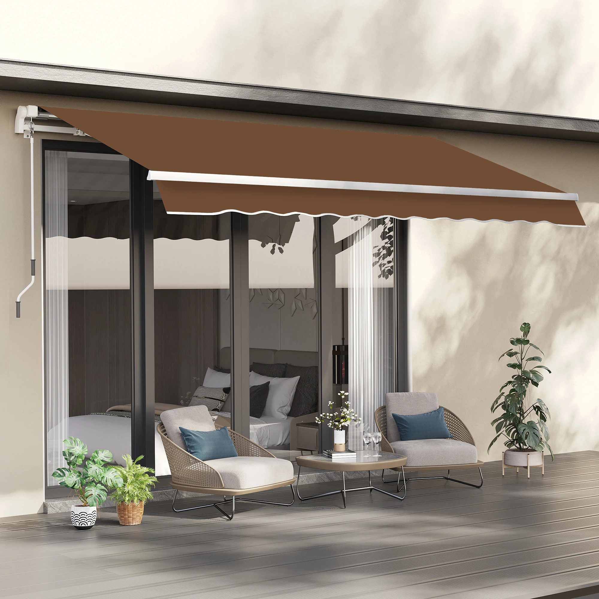 Outsunny Toldo Manual Retráctil Plegable con Manivela Exterior 295x245 cm