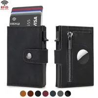 Rfid Carbon Fiber Airtag Men Wallets Luxury Black Credit Card Holder Wallets for Air Tag Tracker Gifts for Men Custom Wallet