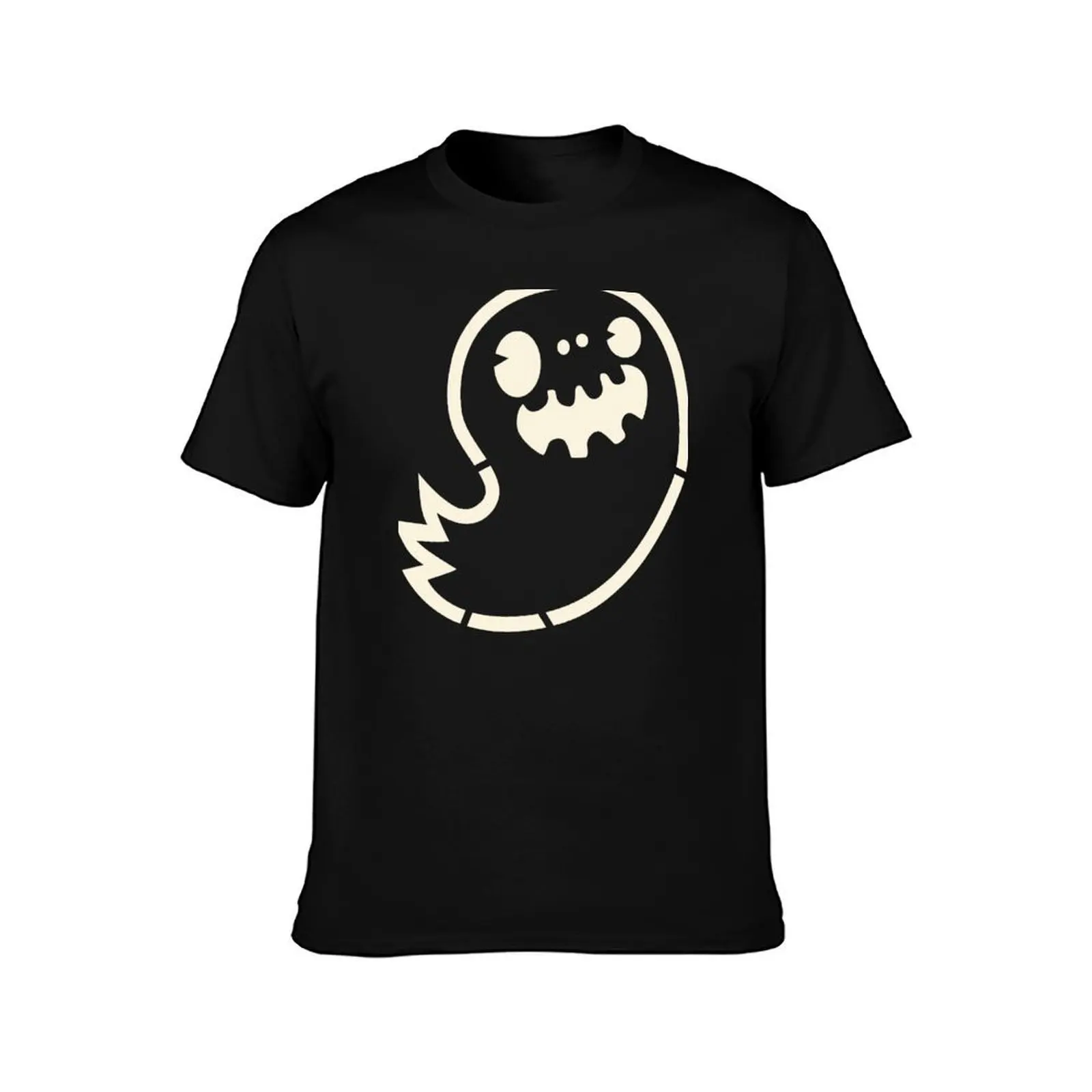 Ghost Boy Stencil T-Shirt, Summer Casual Cotton Tee, Oversized Streetwear Tops, Vintage Graphic Print, Loose Fit Short Sleeve