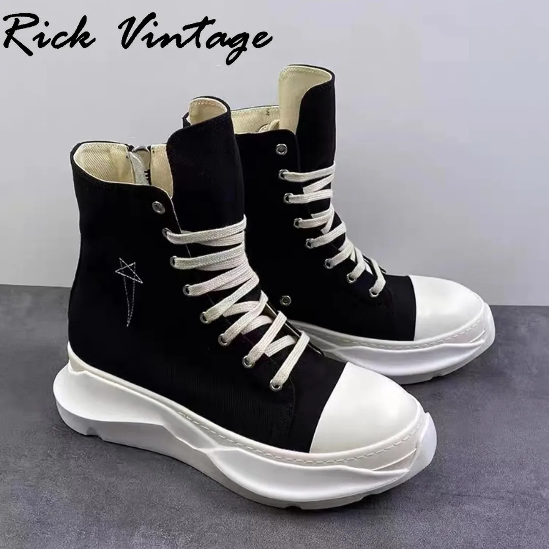 Rick Vintage High Top Canvas Shoes Women Casual Fashion Breathable Platform Lace Up Sneakers Shoes Men\'s Large Size Trend Shoes