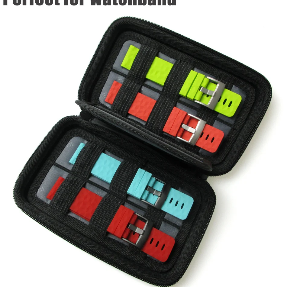 Eva Hard Shell 4-Slot Watch Case Portable Strap Data Cable Bag Waterproof Travel Watch Storage Zipper Box