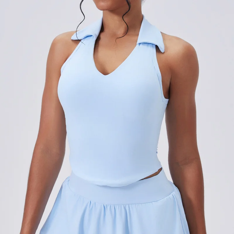 

FUBEIKE Breathable Turn-Down Collar Beauty Back Yoga Vest Fitness Bra Tight Outdoor Sports Running Fitness Outdoor Wear Clothes