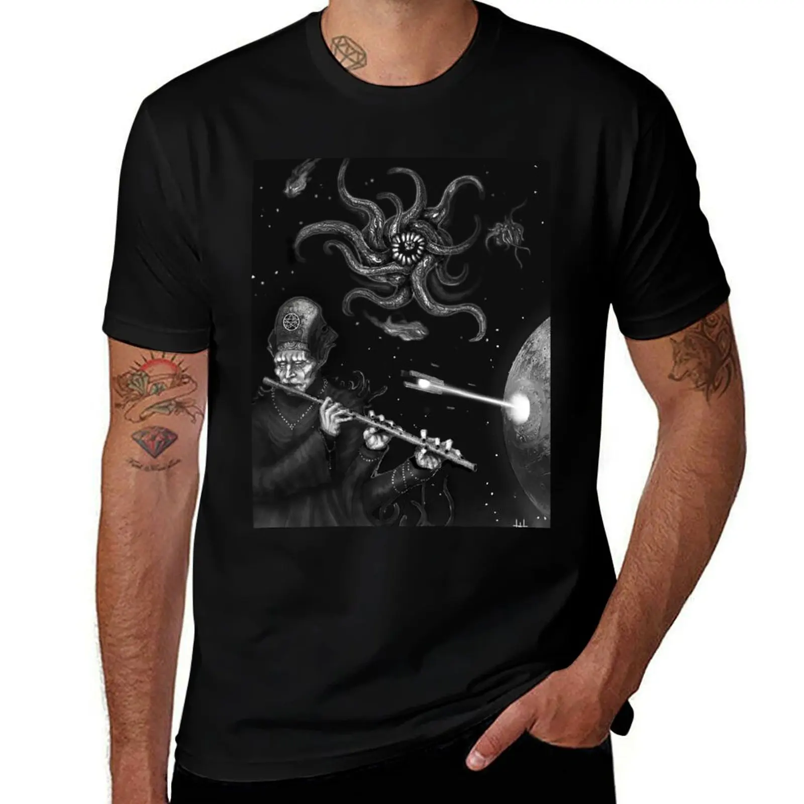 azathoth and the demon flute player T-Shirt Daily Casual Short Sleeve Tee Shirt T-Shirt