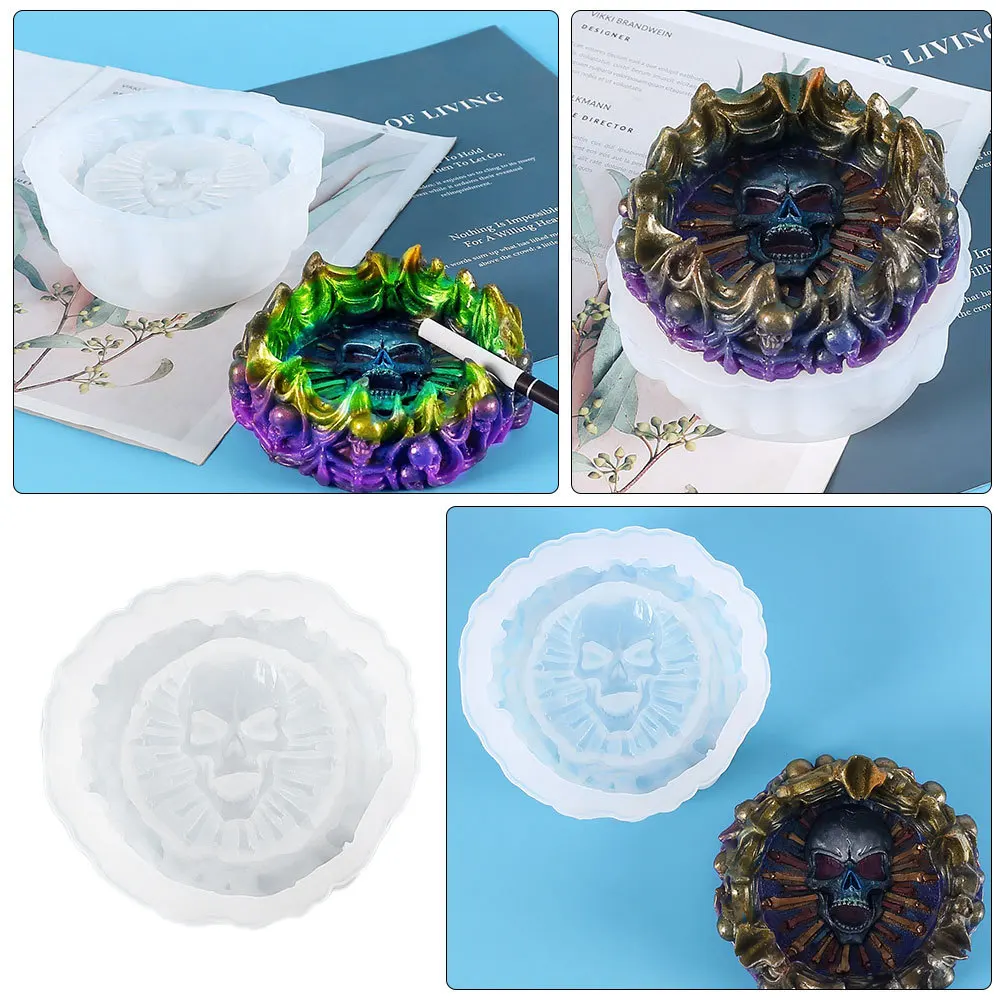 

Skull Head Mold DIY Ashtray Shaped Silicone Handmade Craft Making Tool Crafts Crystal Drip