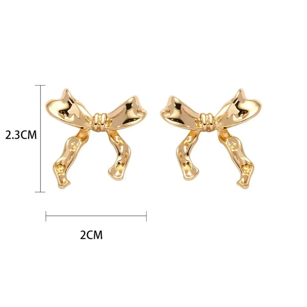 Fashion Alloy Bow Earrings Lightweight Eardrop Ribbon Stud Earrings Hypoallergenic Ear Stud Woman Girls