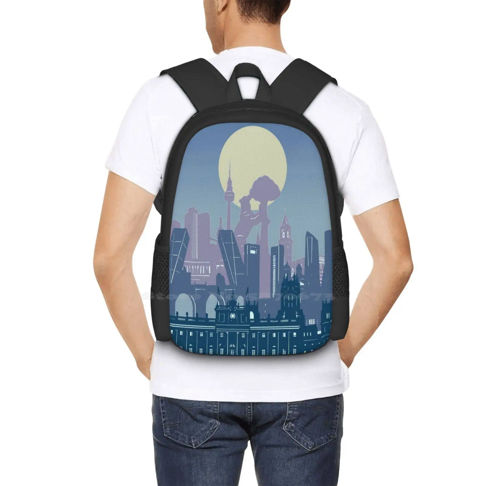 Tas sekolah Madrid Skyline, ransel kapasitas besar Laptop Madrid Spanyol Skyline Madrid City Skyline Madrid Cityscape Madrid