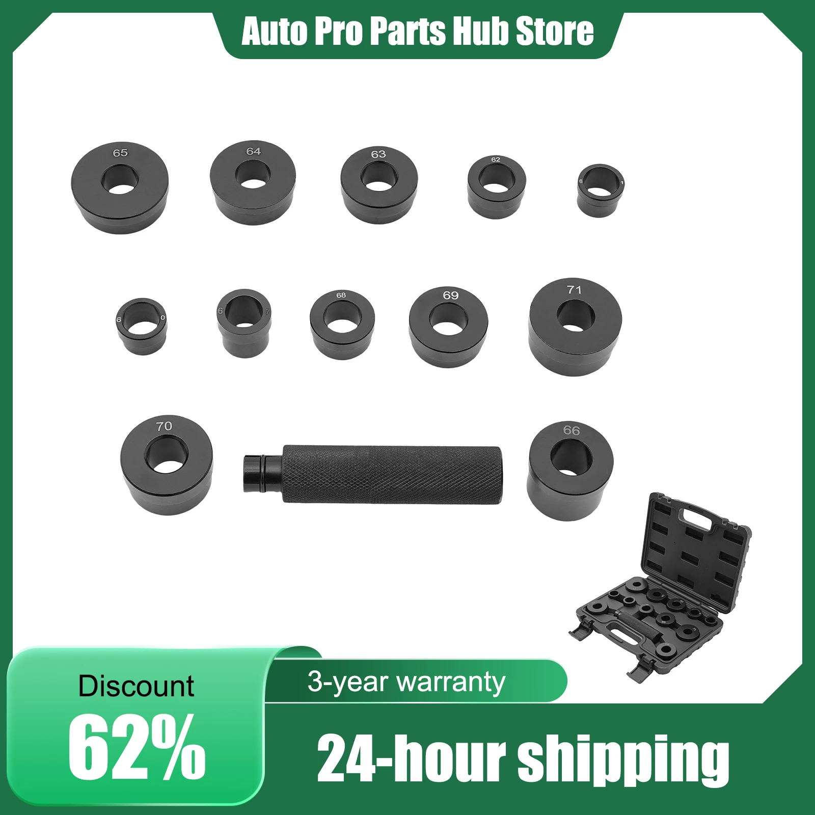 

13PCS Universal Press and Pull Sleeve Kit, Bushing Bearing Seal Driver Removal Tool Set, Transmissions Bushing Driver Set